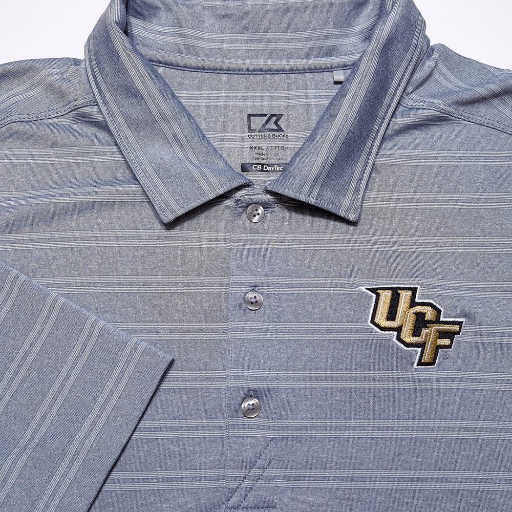 Cutter & Buck UCF Knights Polo Mens 3XL Gray Striped Excellent Performance Shirt